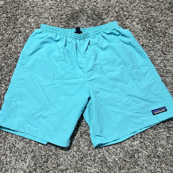 Patagonia Shorts Mens Size Small Turquoise Teal Green Baggies Nylon Athleisure - Picture 1 of 7